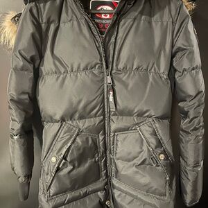 Pajar Black Parka Jacket with Fur Trim